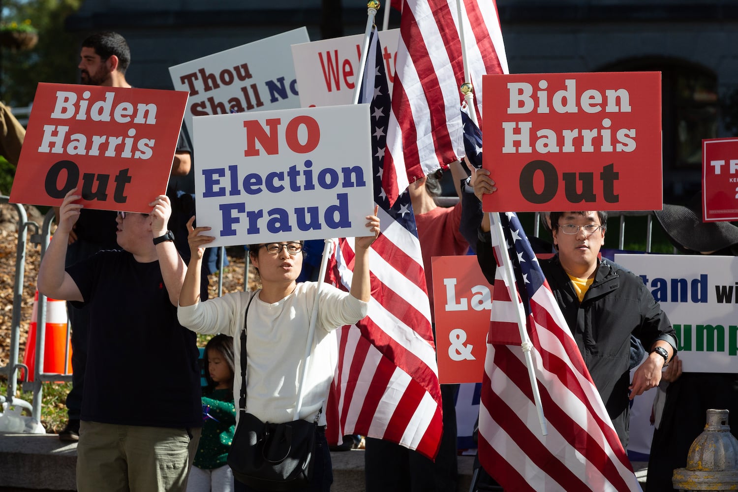 Demonstrate against the election being stolen from President Trump