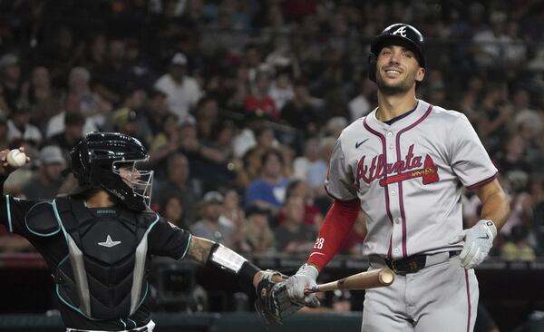 Matt Olson after a strikeout against the Diamondbacks earlier this month.