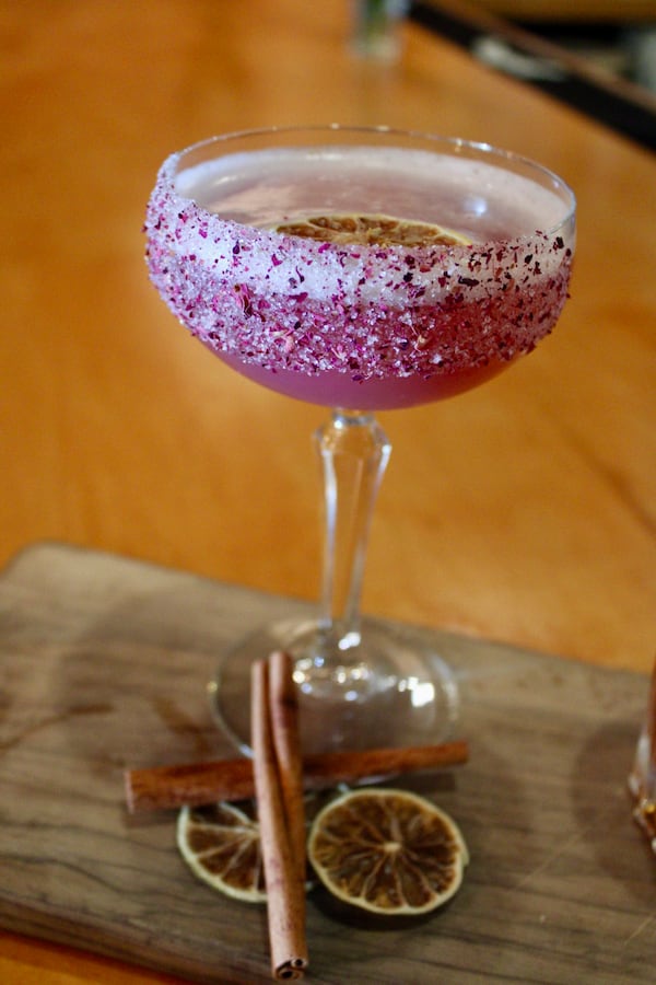 A house-made cranberry-rosemary syrup is the star in this seasonal gimlet from Wahoo Grill. (Courtesy of Wahoo Grill)