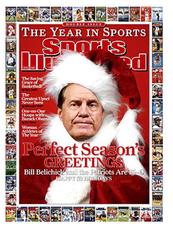 The Santa suit is a better look than Bill Belichick's normal attire. (Anyone else own a sleeveless sweatshirt?) Anyway ... which coach will be the first to throw the challenge flag?A: Bill BelichickB: Tom Coughlin