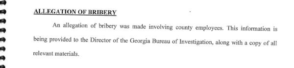 This is all that the final report by Mike Bowers and Richard Hyde said about an alleged bribery scheme involving the Sanitation department.