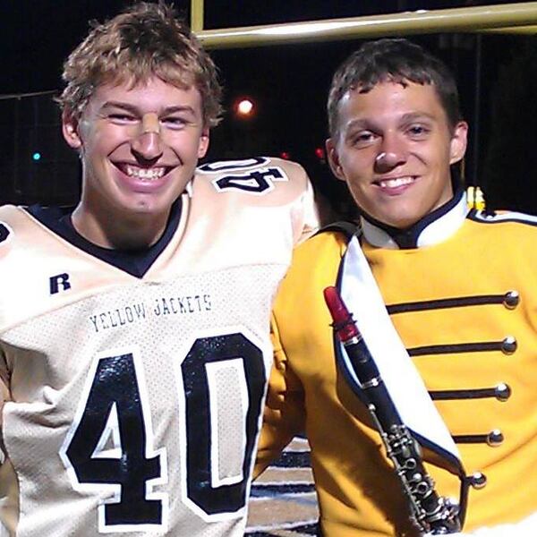 Jarekq D Aloisio posted this photo of himself and Skip Wells, together as ever, from a high school football game night during their time at Sprayberry High School.