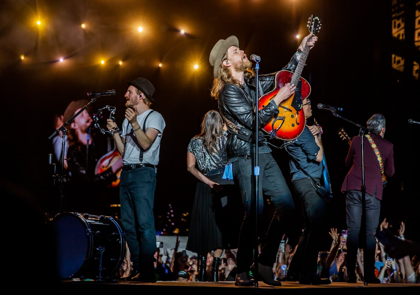 The Lumineers close out the Shaky Knees Music Festival - 10 years after they closed the first one. The three-day fest concluded at Atlanta's Central Park on Sunday night, May 7, 2023. (RYAN FLEISHER FOR THE ATLANTA JOURNAL-CONSTITUTION)