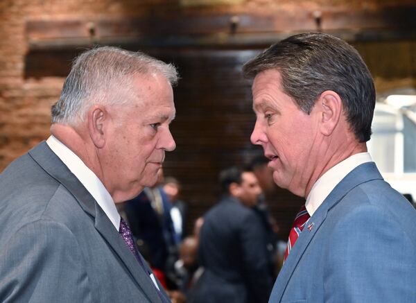 Brian Kemp, right, took an aggressive approach in 2019 during his first 
 legislative session as governor that often led to clashes with then-House Speaker David Ralston. It took time and effort to heal the rift, and Kemp has tended to work more behind the scenes since then. (Hyosub Shin / Hyosub.Shin@ajc.com)