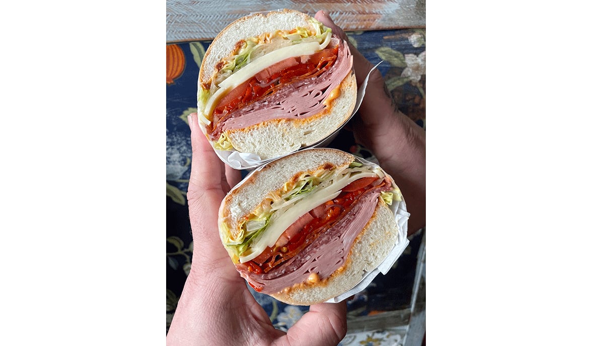 Bona Fide Deluxe Cold Cut : pepperoni, finocchiona, mortadella, pepperonata, provolone, lettuce, tomato, pepperoni mayo
(Courtesy of Katie McDonald)