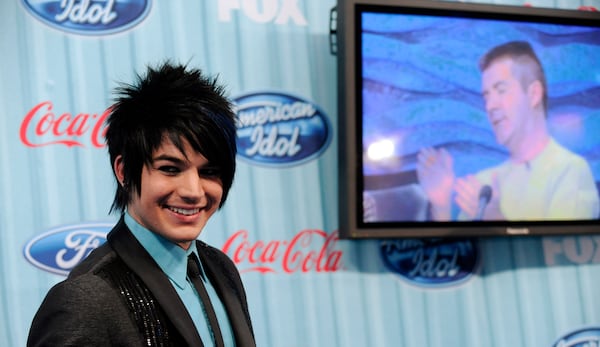 Adam Lambert of Los Angeles, a finalist on "American Idol," arrives at the American Idol Top 13 Party in Los Angeles, Thursday, March 5, 2009. (AP Photo/Chris Pizzello)