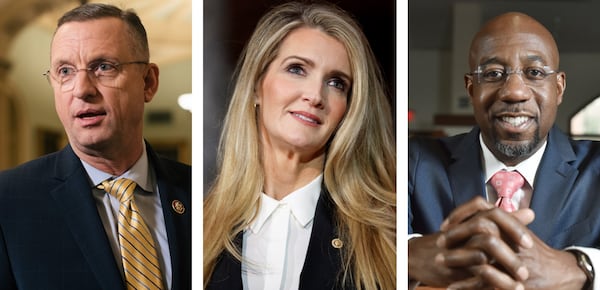 The special election for the U.S. Senate seat held by Republican Kelly Loeffler has generated $40 million in ad spending, so far. Loeffler's campaign has spent $17 million, and she is set to spend at least $2 million more. Her chief rivals in the contest, Republican U.S. Rep. Doug Collins, left, and Democrat Raphael Warnock, have been more frugal. Warnock has devoted about $9 million toward ads, while Collins has only spent about $1.3 million on airtime.