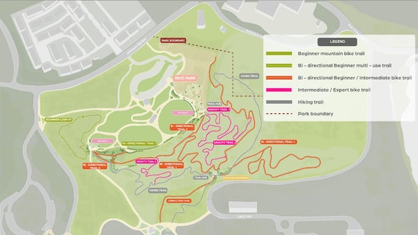 This is a preliminary map of proposed bike trails at Westside Park. (Courtesy Atlanta Beltline Inc.)