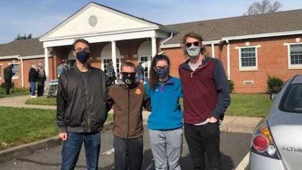 Georgia Tech student Hannah Tindall, second from right, poses with her friends after she voted on Nov. 3, 2020 in Harleysville, Pa. Tindall worried her absentee ballot would not be accepted, so she and her friends drove from Atlanta to Pennsylvania. PHOTO CONTRIBUTED.