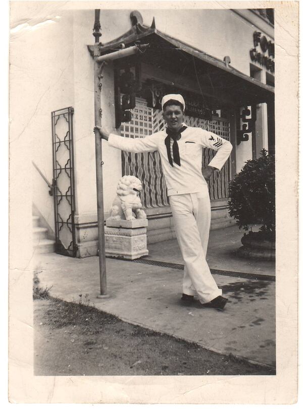 Bill Norberg, who earned the rank fo yeoman first class, in Waikiki Beach, Hawaii, in 1943.
(Courtesy of Jack Norberg)