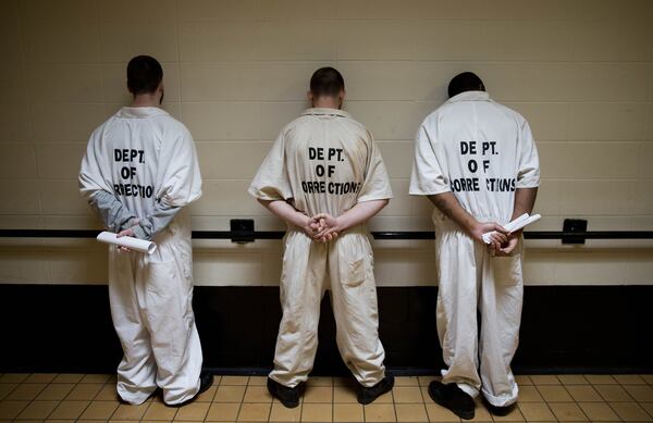 2015 AP file photo: Prisoners face the wall inside the Georgia Diagnostic and Classification Prison in Jackson, Ga. (David Goldman/AP photo)