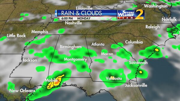 Storms hit North Georgia on Monday afternoon. (Credit: Channel 2 Action News)