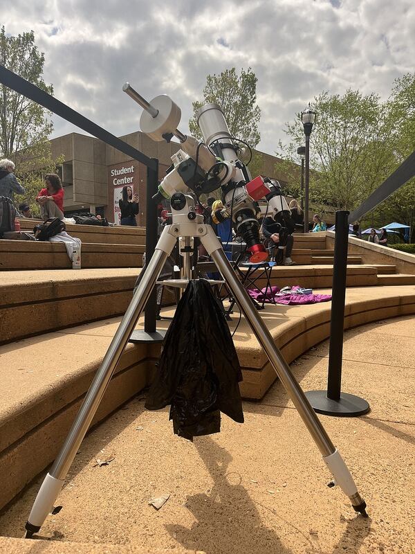 A telescope live streams the development of the partial solar eclipse from Chattanooga State Community College on Monday. (Photo Courtesy of Shannon Coan)