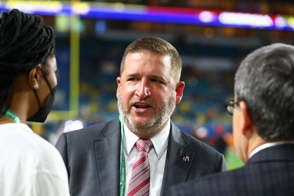 12/31/21 - Miami Gardens - Josh Brooks, Athletic director at the University of Georgia, on the field before the 2021 College Football Playoff Semifinal between the Georgia Bulldogs and the Michigan Wolverines at the Orange Bowl at Hard Rock Stadium in Miami Gardens. Curtis Compton / Curtis.Compton@ajc.com 