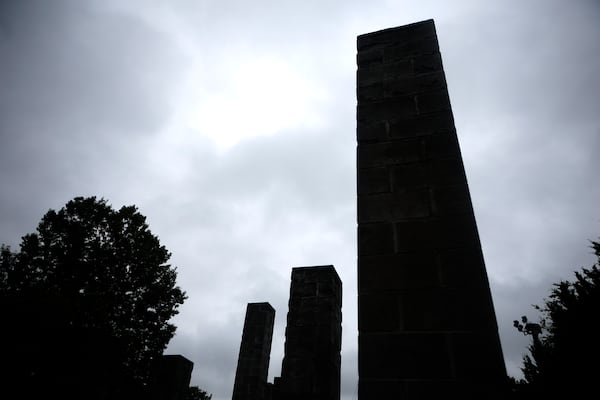 A display of the “54” columns are showcased on Glen Iris Drive in Atlanta on Wednesday, June 21, 2023. (Michael Blackshire / Michael.Blackshire@ajc.com)