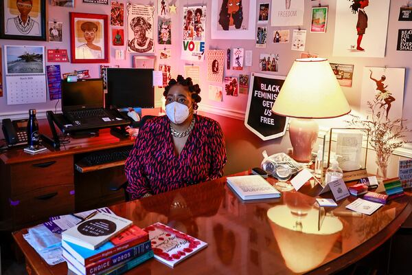 Kwajelyn Jackson, executive director at Feminist Women's Health Center pictured in her office in Brookhaven on Wednesday, August 17, 2022. (Natrice Miller/natrice.miller@ajc.com)