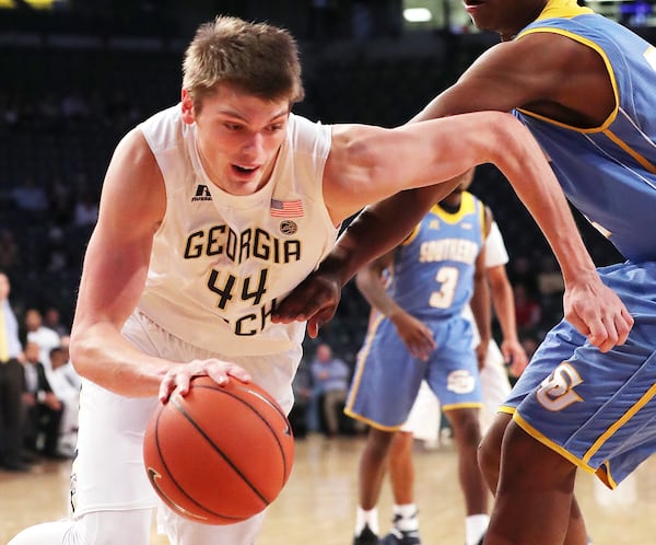 Ben Lammers has been working with assistant coach Eric Reveno on becoming more adept at finishing at the basket against contact and also on his 3-point shot. Lammers: “It’s almost not like I’m relearning to shoot, but basically anything inside the perimeter i can shoot, and it’s like I can shoot, and my shot can be a little messed up, but I’ve done it so many times, I know I can correct it, almost midair. It’s something that, if I mess up a little bit, I have a lot more room for error, but once it gets farther out, I guess my muscle memory is not quite attuned to that.” Curtis Compton/ccompton@ajc.com