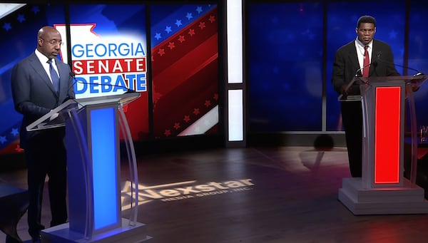 Warnock and Walker Senate debate, Friday, Oct. 14, 2022. (WSAV screengrab)