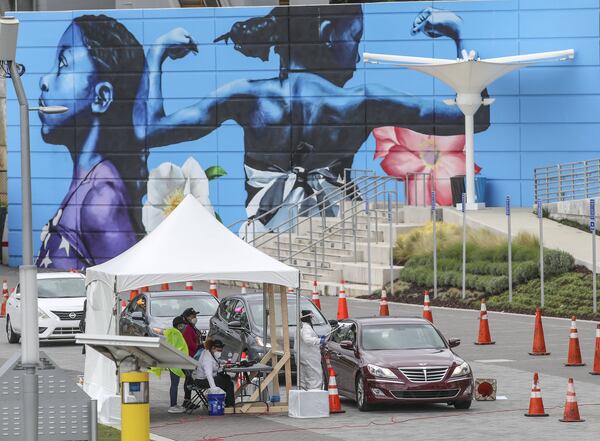 Los Angeles-based CORE Response and the Arthur M. Blank Family Foundation on Thursday, April 30, 2020 opened a coronavirus testing site at Mercedes-Benz Stadium. The testing center is at the Home Depot Backyard adjacent to the stadium, offered free tests to people with appointments from 10 a.m. to 4 p.m. The site will operate Monday-Friday for at least the next several weeks. David Boden, a volunteer with CORE, said the nonprofit, founded by actor Sean Penn, has operated about a half-dozen sites in southern California. The center will offer both drive-through and walk-up service. Tests are self-administered via an oral swab and those tested will be contacted by the testing company with results. State Rep. Mark Newton, R-Augusta, a physician who helped arrange the testing site, said it will serve people with COVID-19 symptoms, health workers, first responders as well as asymptomatic food service workers. Workers who are sick are not permitted to return to work, under the new restaurant rules, but it’s also known that asymptomatic people carry the virus. Newton said that this center will help food workers know if they have the virus, even if they show no signs, offering assurance to their employers, co-workers and patrons. JOHN SPINK / JSPINK@AJC.COM