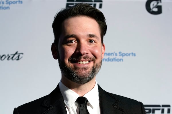 FILE - Alexis Ohanian poses for photos on the red carpet at the Women's Sports Foundation's Annual Salute to Women in Sports, Wednesday, Oct. 12, 2022, in New York. (AP Photo/Julia Nikhinson, File)