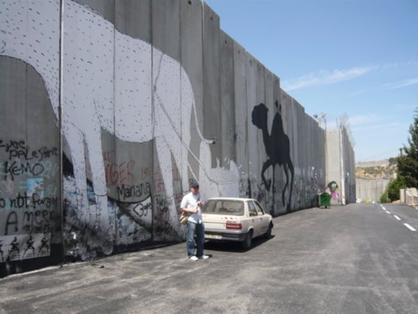 The wall dividing Israel and the West Bank.