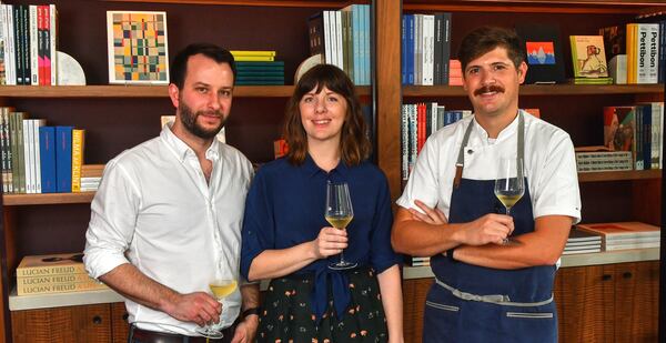 Bringing their experience to Lucian Books and Wine are (from left) Jordan Smelt (owner and sommelier), Katie Barringer (owner, and former Cover Books owner) and Brian Hendrickson (executive chef). (Chris Hunt for The Atlanta Journal-Constitution)