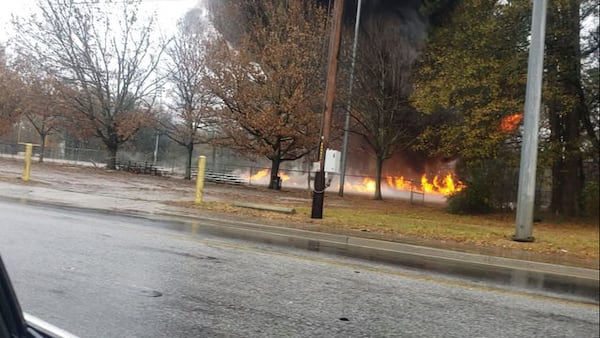 Authorities said the plane had just taken off from Fulton County Airport, also known as Charlie Brown Field, when it went down.