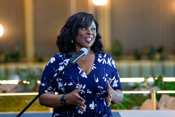 Jan Lennon, who is the current interim general manager of Hartsfield-Jackson Atlanta International Airport, speaks during the inauguration of the Centurion Lounge on Tuesday, Feb. 13, 2024. 
Miguel Martinez /miguel.martinezjimenez@ajc.com