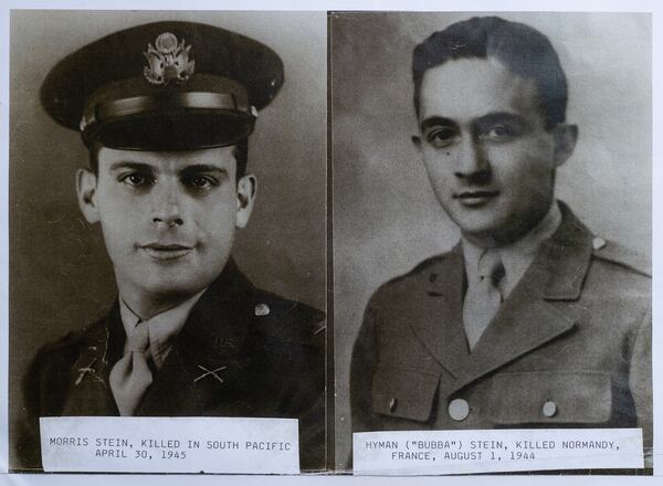 Brothers Morris Stein (left) and Hyman "Bubba" Stein gave their lives for their country in World War II. Ben Gray for the Atlanta Journal-Constitution