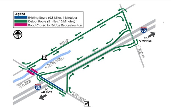 DOT suggests using Clairmont Road and Buford Highway as alternate routes.