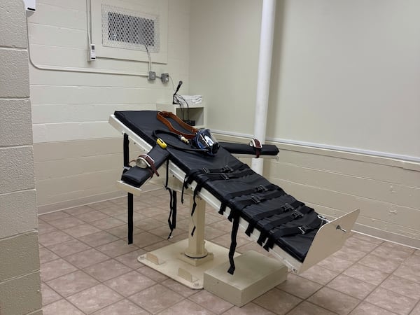 An undated photo provided by The Promise of Justice Initiative shows the gurney in the new execution chamber at the Louisiana State Penitentiary. (The Promise of Justice Initiative via AP)