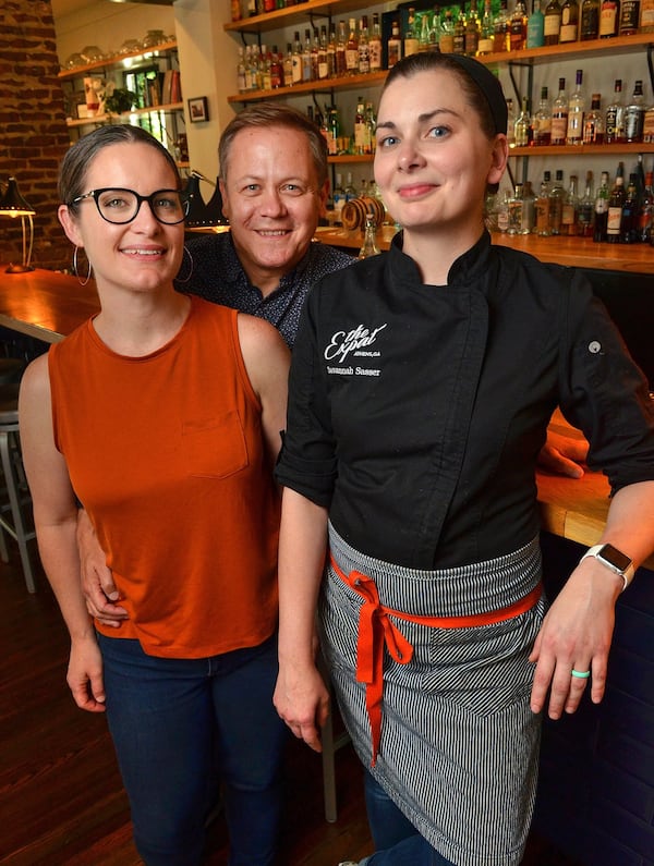 Co-owners Krista Lark Slater and Jerry Slater with executive chef Savannah Sasser at the Expat in Athens. CONTRIBUTED BY CHRIS HUNT PHOTOGRAPHY