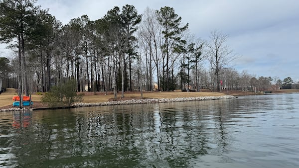 Missing boater Gary Jones' 11-foot fishing boat was found floating here on Lake Oconee on the evening of Feb. 8. (Joe Kovac Jr. / AJC)