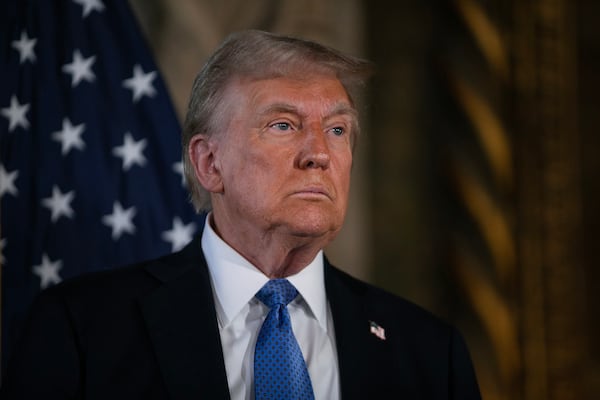 
                        President-elect Donald Trump speaks at a news conference at his Mar-a-Lago resort in Palm Beach, Fla., on Monday, Dec. 16, 2024. Thirty-eight Republican lawmakers resisted the president-elect’s command to support a spending and debt deal, showing that at least some of his followers are willing to buck his leadership in the right circumstances.(Maddie McGarvey/The New York Times)
                      