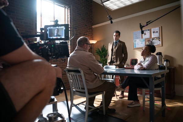 In the second season debut of "Will Trent" that debuted Feb. 20, 2024 on ABC, Ramon Rodriguez, as Will Trent, and fellow Georgia Bureau of Investigations detective Faith Mitchell (Iantha Richardson) grill a suspect. (Disney/Daniel Delgado Jr.)