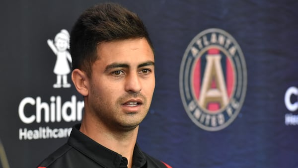 Gonzalo "Pity" Martinez speaks during a press conference at the Children's Healthcare of Atlanta Training Ground in Marietta on Friday, January 25, 2019. HYOSUB SHIN / HSHIN@AJC.COM