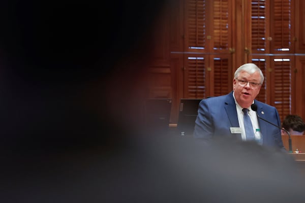 House Appropriations Chairman Matt Hatchett speaks about the State's 2026 budget at the Georgia State Capitol on Tuesday, March 11, 2025 in Atlanta. (Natrice Miller/Atlanta Journal-Constitution via AP)