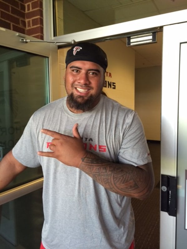 Falcons defensive tackle/nose tackle Paul Soliai had his teammates over for bar-b-cue to foster a bond on and off the field. (By D. Orlando Ledbetter/Dledbetter@ajc.com)