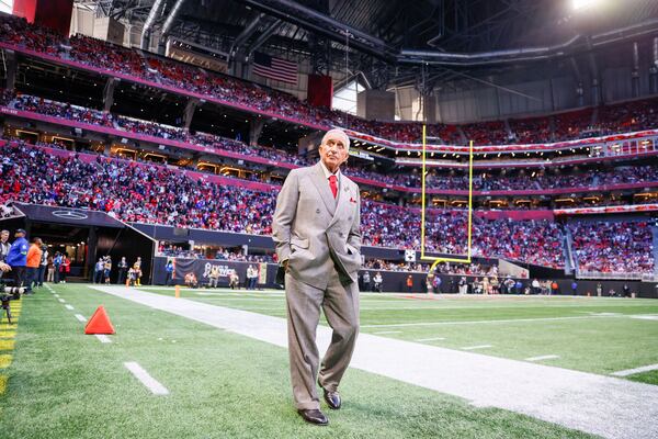 Falcons owner Arthur Blank watches a 2023 game at Mercedes-Benz Stadium. Miguel Martinz/miguel.martinezjimenez@ajc.com