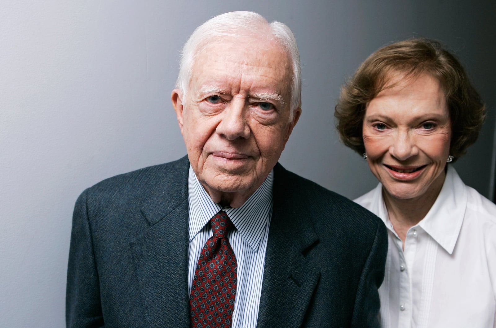 Former President Jimmy Carter and his wife Rosalynn Carter pose       for a portrait during the Toronto International Film Festival in       Toronto in  2007. “She plays a great role. We have a good,       harmonious relationship. Still kind of demanding. We encourage       each other to take a chance and attempt bold things on occasion.       She stimulates in many ways and still helps me.” (AP Photo/Carolyn       Kaster)