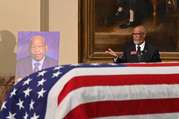 7/29/20 - 7/29/20 - Atlanta, GA - State Rep. Calvin Smyre speaks during a ceremony in the Capitol Rotunda where Rep. John Lewis will lie in state.  On the fifth day of the “Celebration of Life” for Rep. John Lewis, Lewis’s body and and family members returned to Georgia for ceremonies at the State Capitol where he will also lie in state until his funeral on Thursday.  Hyosub Shin / Hyosub.shin@ajc.com