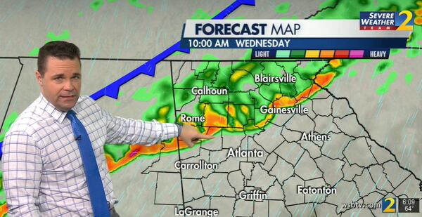 Channel 2 Action News meteorologist Brian Monahan said a line of storms will approach metro Atlanta ahead of a cold front.