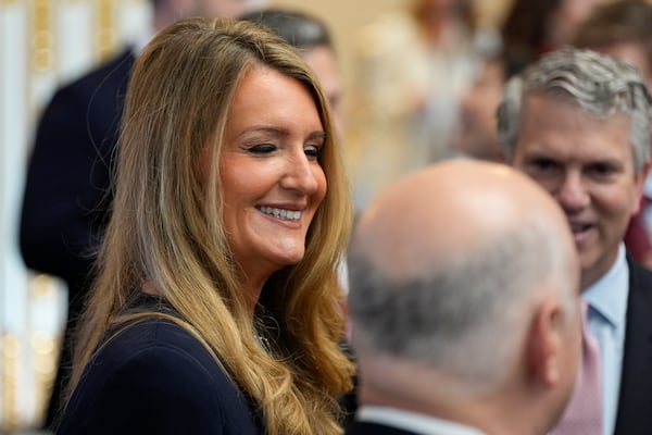 Former U.S. Sen. Kelly Loeffler of Georgia, nominated to head the Small Business Administration, was on hand Thursday when Donald Trump rang the opening bell at the New York Stock Exchange.