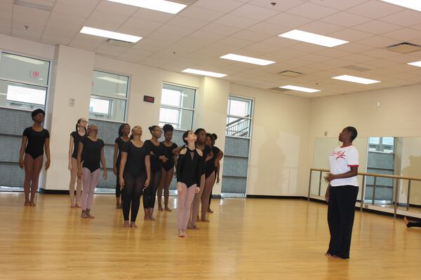 Nasha Thomas working with students at Coretta Scott King Young Women's Leadership Academy in Atlanta. Contributed by Atlanta Public Schools