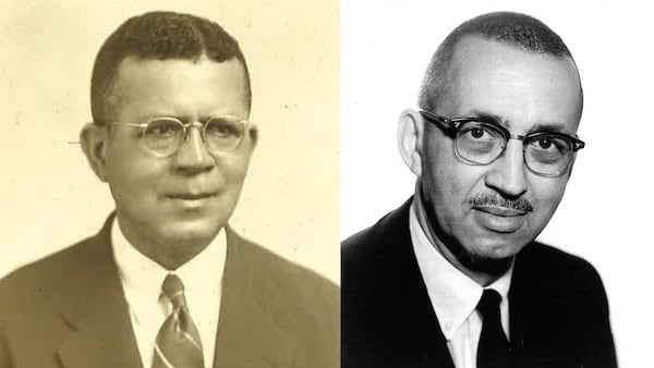 At left: William Johnson Trent (1873-1963), photo taken circa 1925. At right: William Johnson Trent Jr. (1910-1993), photo taken circa 1950. (Family photos)