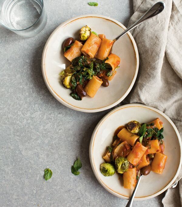 One-Pan Pasta with Crispy Brussels Sprouts. Reprinted with permission from “Alternative Vegan” by Marie Reginato, Page Street Publishing Co., 2017. CONTRIBUTED BY MARIE REGINATO