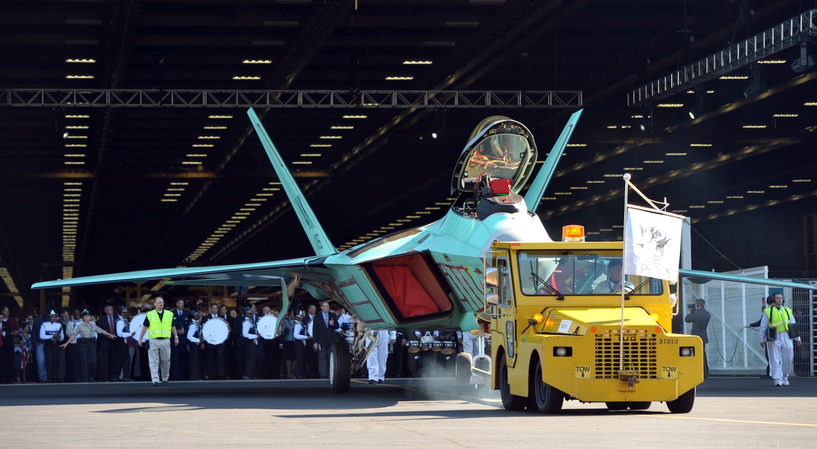 The final Lockheed Martin F-22 Raptor fighter jet is rolled off the assembly line in Marietta on Dec. 13, 2011. The aircraft was regarded as the world's premier 5th generation fighter.