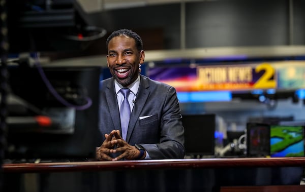 Mayoral candidate Andre Dickens visited WSB-TV and WSB Radio Wednesday morning, Nov. 3, 2021, as numbers from Tuesday's election were still being tallied. Ultimately, Dickens made it into the runoff. (John Spink / John.Spink@ajc.com)

