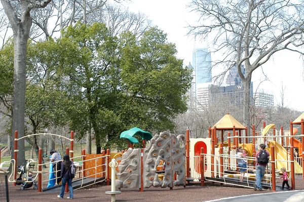 Atlanta’s skyline rests behind the Mayor’s Grove Playground at Piedmont Park. 
Photo: Courtesy of the Piedmont Park Conservancy