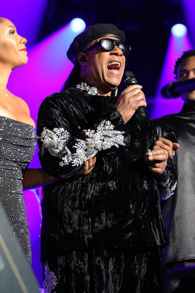 Stevie Wonder entertained a sold-out State Farm Arena crowd on Saturday, October 19, 2024. He was escorted on stage by his daughter Aisha Morris and son Kailand Morris on his "Sing Your Song! As We Fix Our Nation's Broken Heart" tour.
Robb Cohen for the Atlanta Journal-Constitution